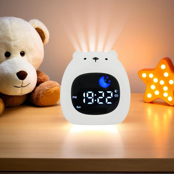 Kids Alarm Clock Night Light with 9 Colors Light and 6 White