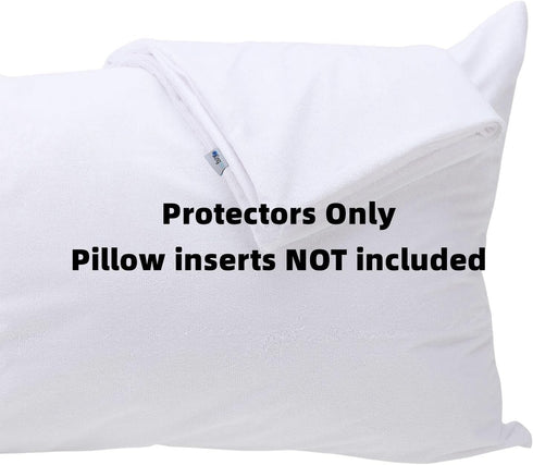 Feather Proof Pillow Protectors, Queen Size with Zipper, Set of 2, 100% Waterproof, Bamboo Viscose