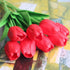 Artificial Tulips, 10Pcs Real Touch Fake Tulips, Red PU Flower Arrangement Bouquets for Home Decoration
