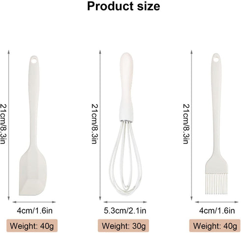 Silicone Spatula Set Food Grade with Pastry Brush and Whisk, Nonstick Cookware High Heat Resistant Seamless Design Kitchen Spatulas for Cooking, Baking and Mixing (Milk White 3 Piece) by INVODA