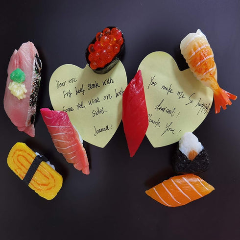 Cute Sushi Refrigerator Magnet Set - 10Pcs Fun Magnets for Fridge, Whiteboard - Fake Sushi Play Toys for Dollhouse,