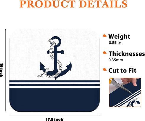 Nautical Dish Drying Mat - Absorbent Anchor Mat for Kitchen Counter, Coffee Bar, Dish Rack Drainer, JL-GZD