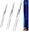 JETKONG Set of 3 Extra Long Kitchen Tweezers, Heavy Duty Stainless Steel Cooking Tweezers (9, 12, 14 Inch, Silver)