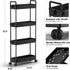 SOLEJAZZ 4 Tier Slim Storage Cart, Mobile Bathroom Organizer, Rolling Utility Cart, Black