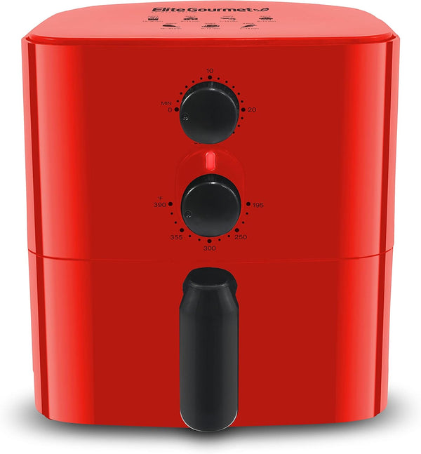 Elite Gourmet EAF-3218R Personal 1.1 Quart Compact Electric Hot Air Fryer - Oil-Less Healthy Cooker with Timer, Red