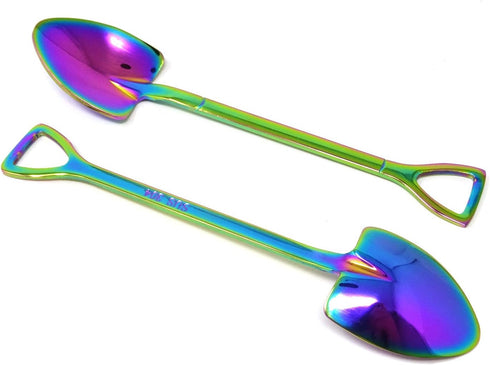 Honbay 4PCS Stainless Steel Shovel Shape Coffee Ice Cream Dessert Spoons for Home and Party (colorful)