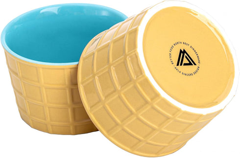 Set 6 9 Oz Elsjoy of Ceramic Ice Cream Cups, Porcelain Dessert Bowl Reusable Sundae Cups, Mini Ice Cream Bowls