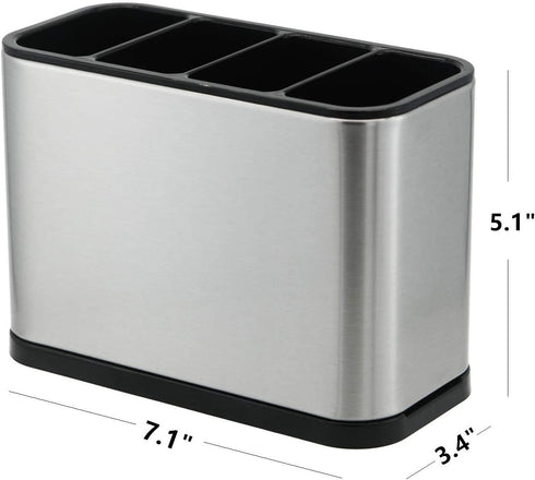KESOL Kitchen Utensil Holder, Stainless Steel Drying Rack, Flatware Holder with 4 Divided Compartments, Rust Proof