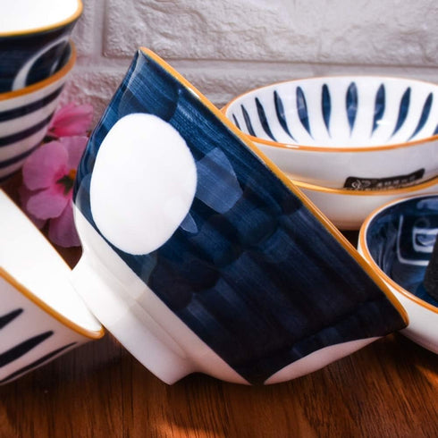 Japanese Rice Bowl Set, 4 Ceramic Sushi Bowls for Soup & Oats