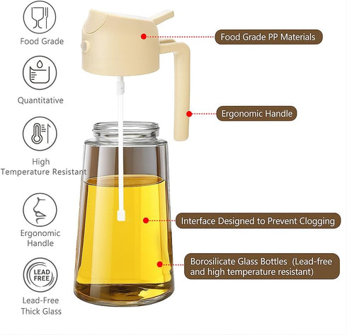 Generic 2 1 470ml/16oz in Olive Oil Sprayer & Dispenser Bottle Glass Spray and Pour Oil Bottle for Cooking, Air Fryer