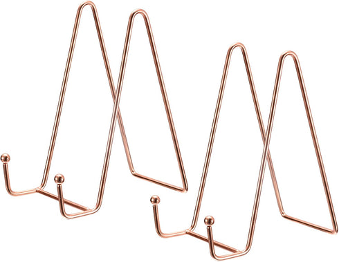 uxcell 2Pcs 6 Inch Iron Plate Holder Display Stands, Metal Decorative Easel for Picture, Photo, Book (Rose Gold)