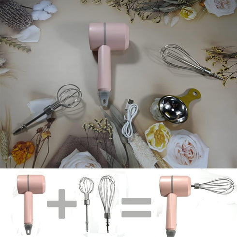 Hand Mixer, Portable Electric Cordless 3-Speed Mixer, USB Rechargeable with Twin Mixer Whips for Kitchen Baking