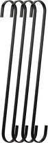 4-Pack 12 Inch Black Chrome Finish Steel Hanging Flat Hooks, Heavy-Duty S Hooks for Kitchenware, Pots, Utensils