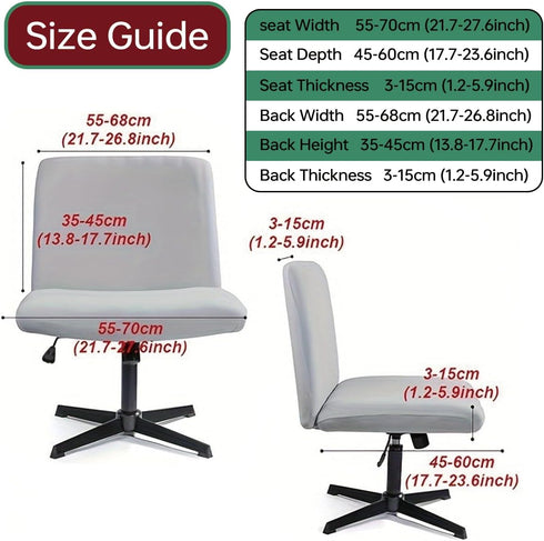 Armless Chair Slipcover Stretch Criss Cross Chair Cover, Mid Back Wide Seat Accent Chair Covers,Modern Vanity Chair
