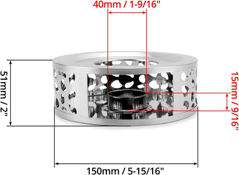 QWORK 2 Pack Tea Kettle Warmer, Brushed Stainless Steel with Hollow Frame and Tea Candle Holder, Silver