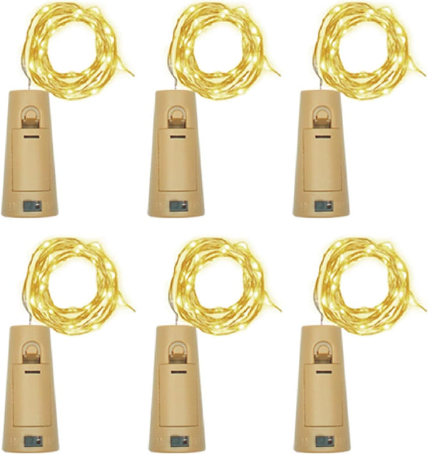 Wine Bottle Lights with Cork, Battery Operated 20 LED Cork Shape Silver