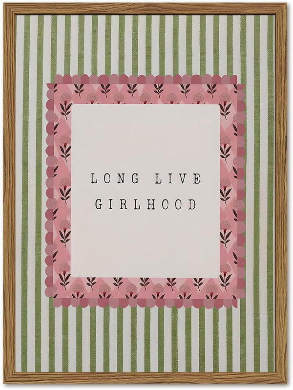 Long Live Girlhood Wall Art Vintage Girl Nursery Wall Decor Picture, Pink