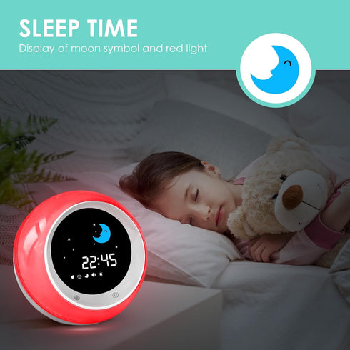 I.CODE Sun & Moon Rise Kids Alarm Clock, Children's Sleep Trainer ,Sleep Sound Machine, Wake Up Light & Night Light