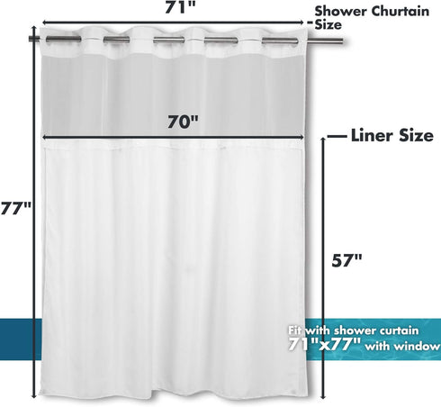River Dream Fabric Shower Curtain Liner Replacement, 70W x 57H inches with Magnets, Fits 71(W) x 77(H) Curtain