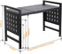 Extendable 2 Tier Microwave Oven Rack - Adjustable Shelf for Kitchen Countertop with 4 Hooks and Pot Lid Support