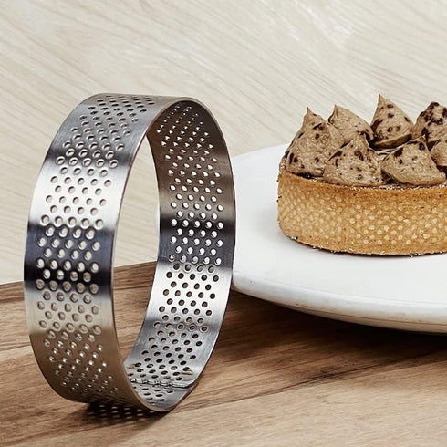 4 Pieces Perforated Tart Ring, 8cm High Grade Stainless Steel Heat-Resistant Cake Dessert Ring, 3.15 Inch Pastry Mold
