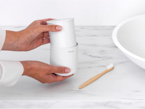 MindSet (3.2 3.2 3.7) Brabantia Toothbrush & Toothpaste Holder (Mineral Fresh White) Multiple Brush, Paste, Electric