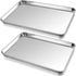 P&P CHEF Baking Sheet Pan Set of 2: Stainless Steel Baking Cookie Sheets Oven Tray, Rectangle 17.3” x 13”