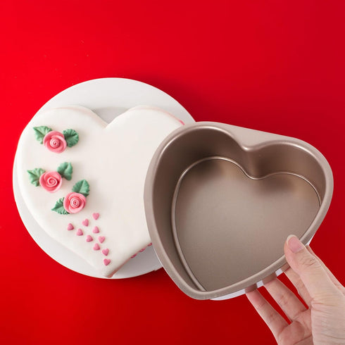 BESTOYARD Heart Cake Pan Stainless Steel Cake Tin Non Stick Cheesecake Baking Molds Diy Baking Mold Tool with Removable Bottom for Wedding Valentines Day Bakeware 6 inch by BESTOYARD