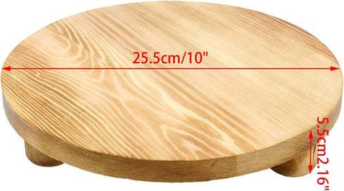 Wooden Plant Stands, 10 Inch Diameter Round Wooden Risers, Pedestal Stools for Plants