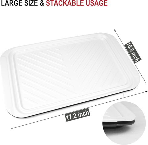 Grilling Prep and Serve Trays, Set of 2 BBQ Trays for Raw and Cooked Food, Black and White