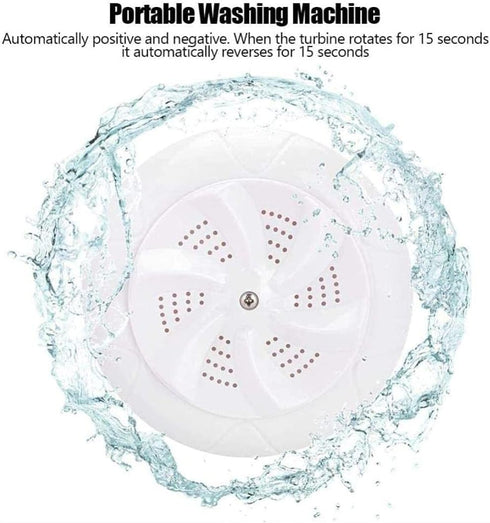 Mini Travel Portable Washing Machine, Ultrasound Turbo Washer for Household Laundry (White)