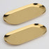 Stainless Steel Decorative Tray, Set of 2, 9 Inch Long, Jewelry Dish, Small Storage Tray, Gold