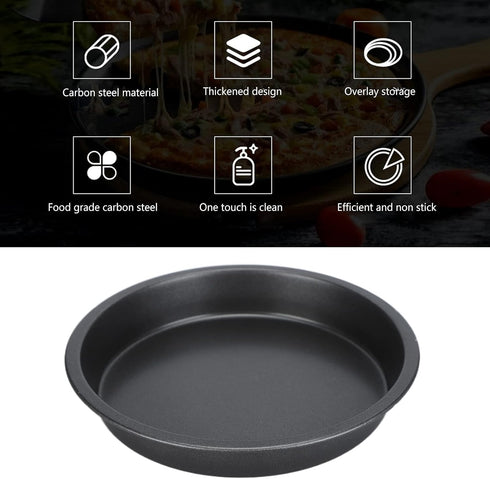 2Pcs Pizza Pan, Carbon Steel Non Stick Deep Baking Pan, Round Pizza Bakeware Sheet Set for Kitchen Oven (9 in)
