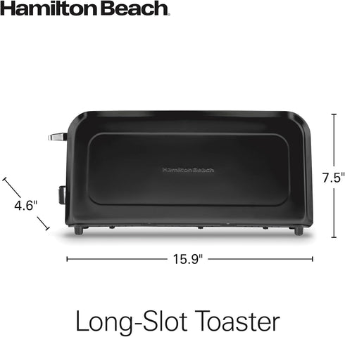 Hamilton Beach Extra Long Slot 2 Slice Toaster - Browning Control, Bagel Function, Modern Slim Design, Black