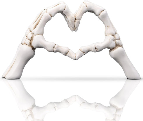 LCCCK White Hand Gesture Desk Statues Love Ornaments,Skull Couple Statue, Creative Wedding