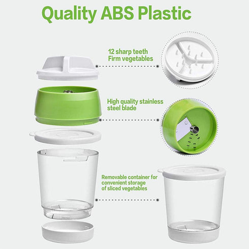 5 in 1 Handheld Spiralizer Vegetable Slicer, Green, Plastic, ABS, Stainless Steel