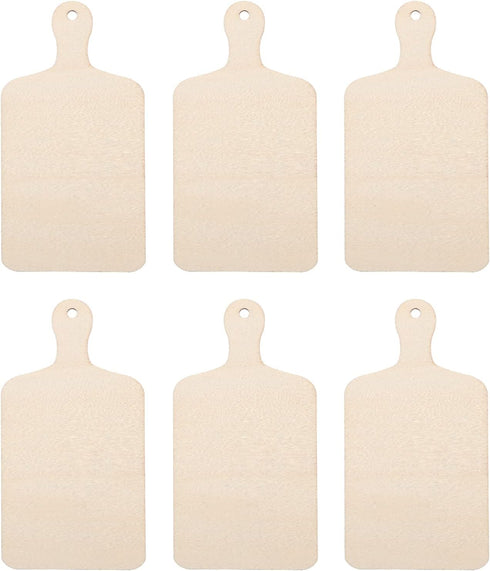 Operitacx Mini Wooden Cutting Board Craft, 6 Pcs Rustic Paddle Kitchen Board for Home Decor, 4.5"x2.36"