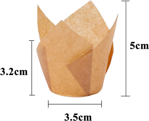 Ruisita 150 Pieces Mini Baking Cups Tulip Baking Cups Cupcake Liners Muffin Liners for Wedding, Birthday, Christmas, Baby Shower Parties (Natural) by Ruisita