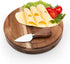 3 Set, 7.5 inch ILEAF Round Slide-Out Acacia Wood Cheese Board and Piece Cheese Tool Diameter