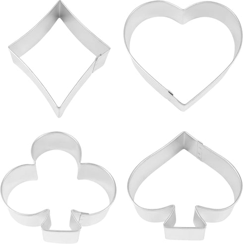 R&M International Casino Playing Card Suits Cookie Cutters, 4-Piece Set, Spade, Heart, Club, Diamond