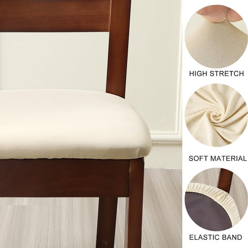 Stretch Off White Chair Covers Set of 4 for Dining Room, Removable Washable Seat Cushion Slipcovers for Kitchen Office