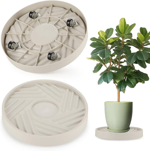 2 Pack Plant Caddy with Wheels,14" Rolling Plant Stand 165 LBS Heavy