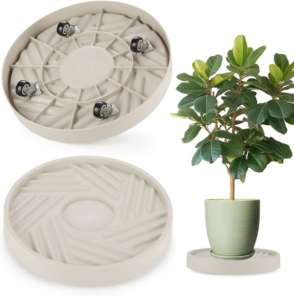 2 Pack Plant Caddy with Wheels,14" Rolling Plant Stand 165 LBS Heavy