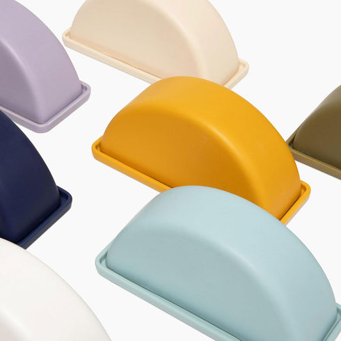PTB Countertop 2-Piece THE Butter Dish Matte Ceramic Butter Keeper with Lid for Use Round Design for Standard Butter
