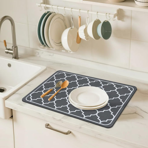 19"x 12" Counter Absorbent Dish Drying Mats for Baby Bottle Dish Rack, Coffee Maker Mat Easy to Clean Non-slip Rubber