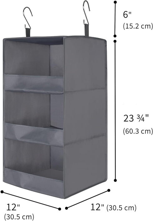 GRANNY SAYS 3-Shelf Hanging Closet Organizer, Collapsible Shelves for Closet & RV, Gray, 29 ½" H X 12" W X 12" D, 1-Pack