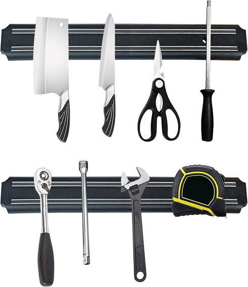 EDSRDUX 8 Inch 2 Pack Black Powerful Magnetic Knife Holder, Kitchen Knife