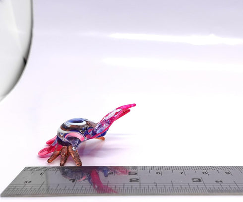 Crab Tiny Micro Figurine Hand Blown Glass Art Animals Collectible Gift Home Dcor (Blue Pink)