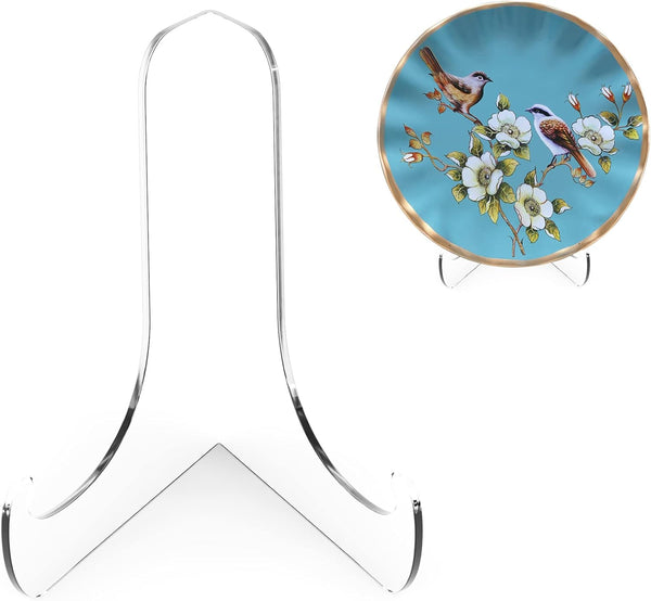 60-Degree Angle Acrylic Plate Stand, 4.5 Inch 5 PC Clear Display Easel for Tablets, 4.5" H x 4.5" W x 3.5" D