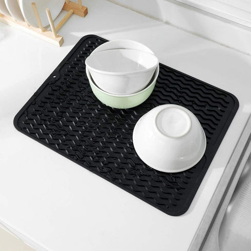 Silicone Dish Drying Mat, Eco-friendly Heat-resistant Mat for Kitchen Counter or Sink, Refrigerator or Drawer Liner,